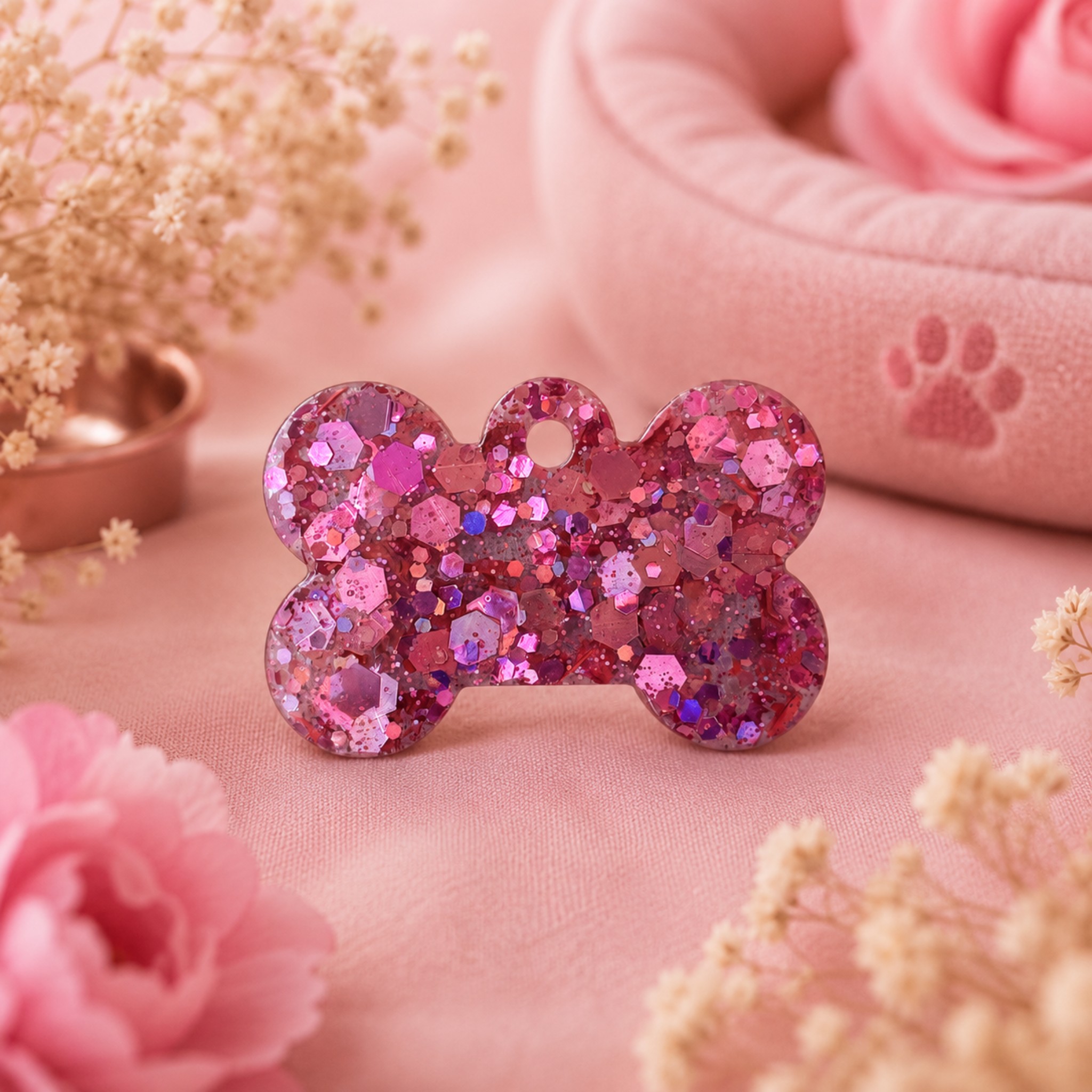 Medagliette Personalizzabili in Resina Glitter per Animali